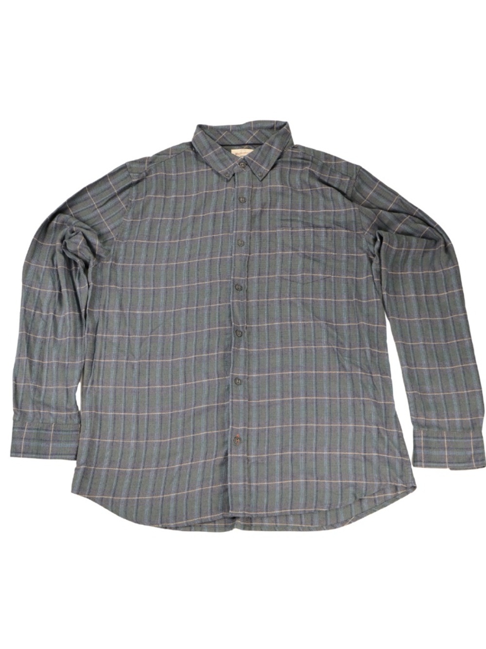 Weatherproof Vintage Luxe Flannel Button Down Shirt Gray Blue Plaid XL